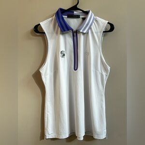 G/FORE White & Purple Sleeveless Zippered Top / Golf Shirt Top Blouse, Sporty